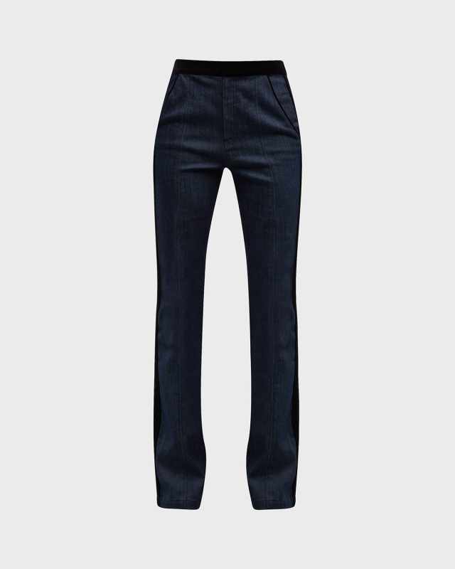 Ariane Side-Stripe Denim Straight-Leg Pants
